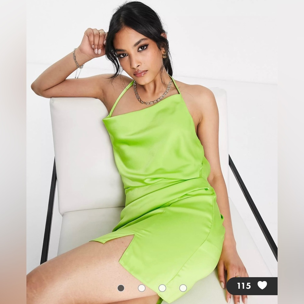 ASOS bright green slip dress